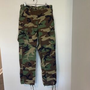 VTG Woodland Camo US Military Cargo Pants BDU Ripstop Sz M Long Trousers Ripstop